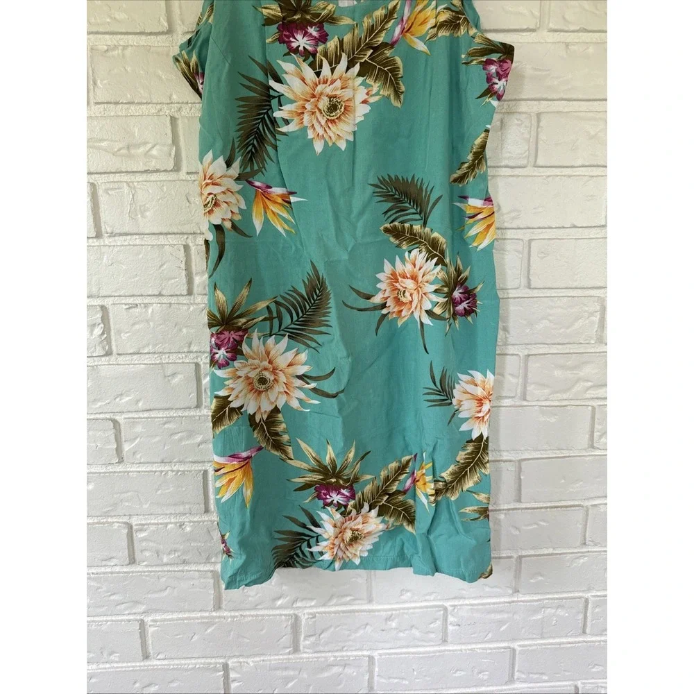 Vintage TWO PALMS Sz L  Made in‎ Hawaii Sleeveless Rayon Floral Midi Dress